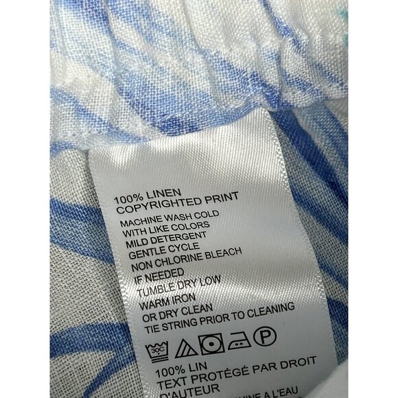 Tommy Bahama Pants Womens Small Blue Floral Linen Pull On Lightweight Tropical - Picture 4 of 10